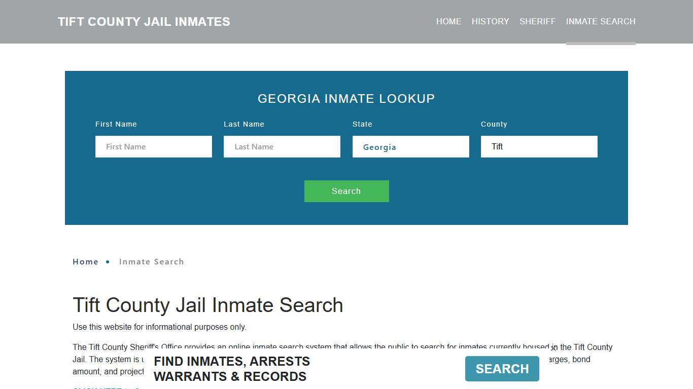 Tift County, GA Detainee Lookup